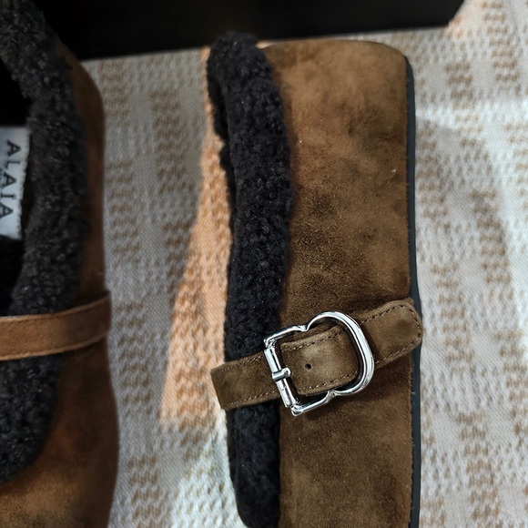 Alaïa Brown Lambswool Mary Jane Shoes - Picture 4 of 7